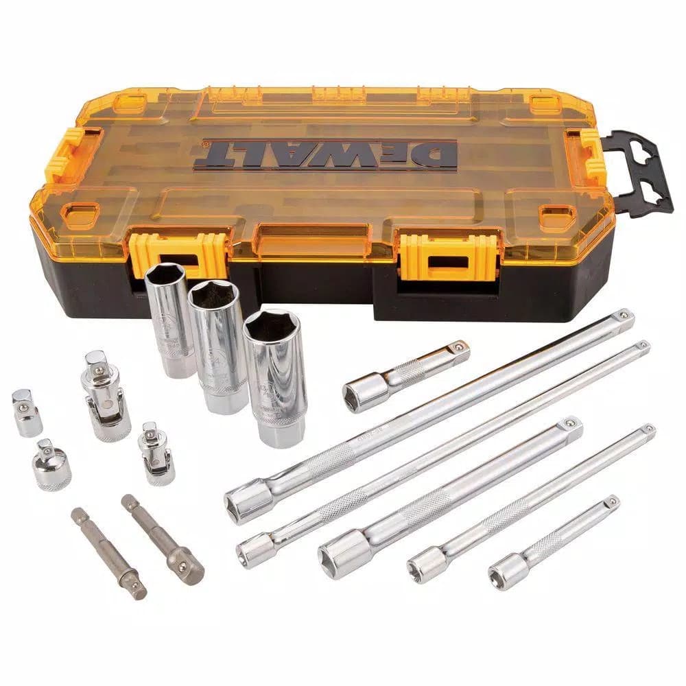 DEWALT 15-Piece 1/4 in. and 3/8 in. Drive Socket Accessory Set with Case