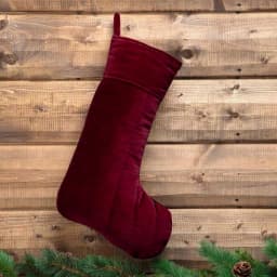 VHC Brands 20 in. Red Velvet Cotton Christmas Stocking - Traditional Holiday Decor thumbnail 2