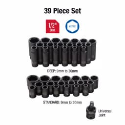 SUNEX TOOLS Sunex 2669 1/2-in. Drive Metric Impact Socket Set, 39-Piece thumbnail 2