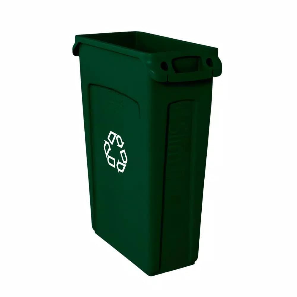Rubbermaid Commercial Products Slim Jim 23 Gallon Green Recycling Bin with Venting Channels