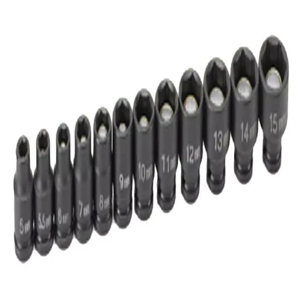 GP 1/4 in. Drive Metric Magnetic Impact Socket Set, 12-Piece