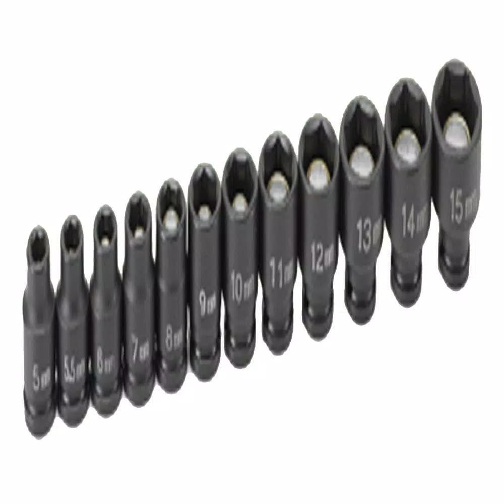 GP 1/4 in. Drive Metric Magnetic Impact Socket Set, 12-Piece
