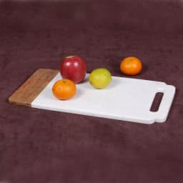 Creative Home Taj Elite Creamy White Marble and Mango Wood Serving Board, 18 x 9 in. thumbnail 2