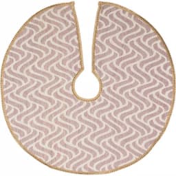 VHC Brands 21 in. Magdalene Mauve and Antique White Jacquard Christmas Tree Skirt with Bronze Sequin Trim thumbnail 1