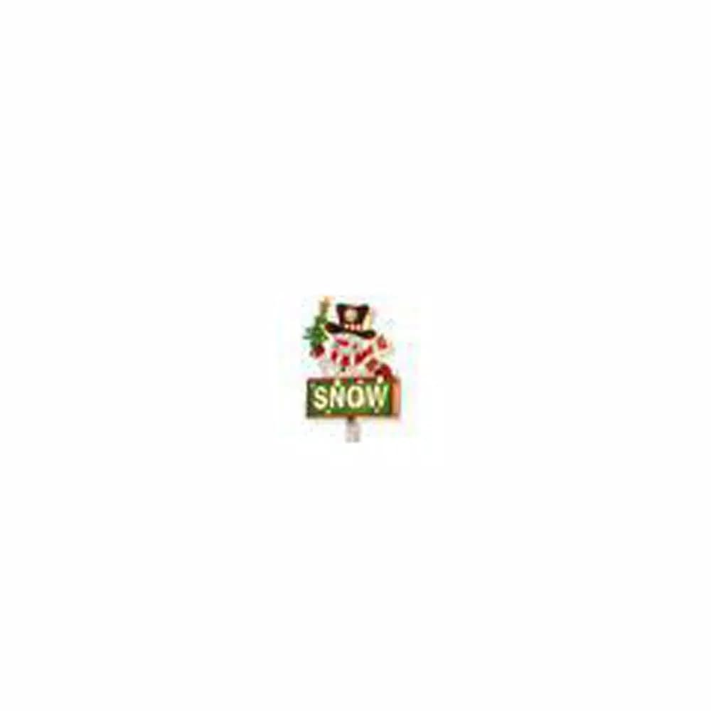 National Tree Company 35 in. Pre-Lit Snowman with SNOW Sign Wood Holiday Sculpture