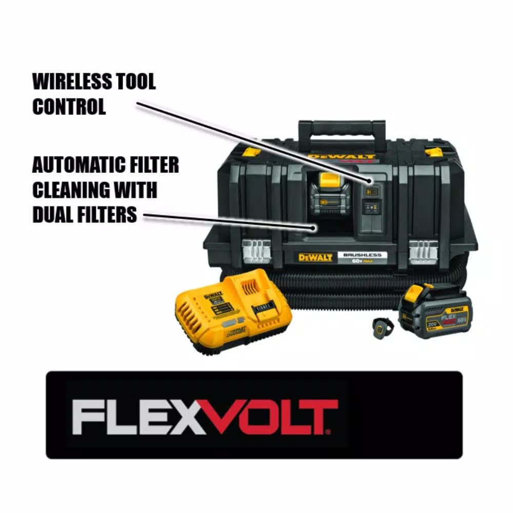 DEWALT FLEXVOLT 60V MAX Cordless Dust Extractor Kit with (2) 6.0Ah Batteries