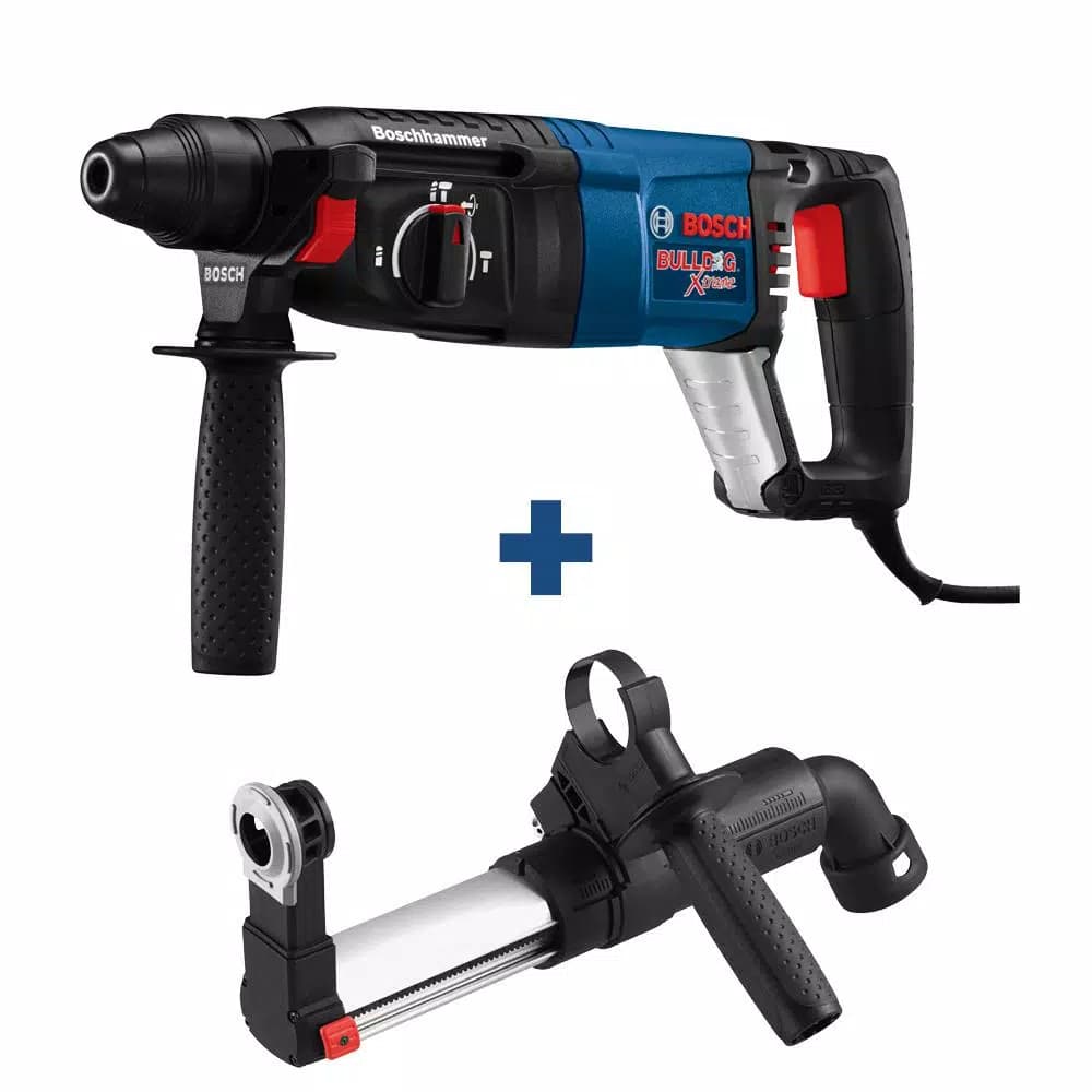 Bosch Bulldog Extreme 8 Amp SDS-Plus Corded Rotary Hammer Drill with HDC100 Dust Attachment
