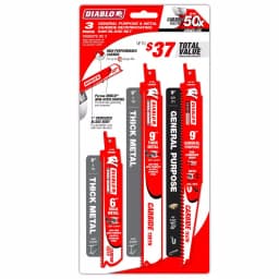Diablo Carbide Reciprocating Saw Blade Set, 3-Piece General Purpose and Metal Cutting thumbnail 1