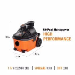 RIDGID 4 Gal. 5.0 Peak HP Portable Wet/Dry Shop Vacuum with 7 ft. Hose and Accessories thumbnail 4