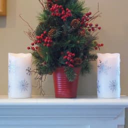 LUMABASE 6 in. Silver Snowflake Flameless LED Pillar Candles, Set of 2 thumbnail 3