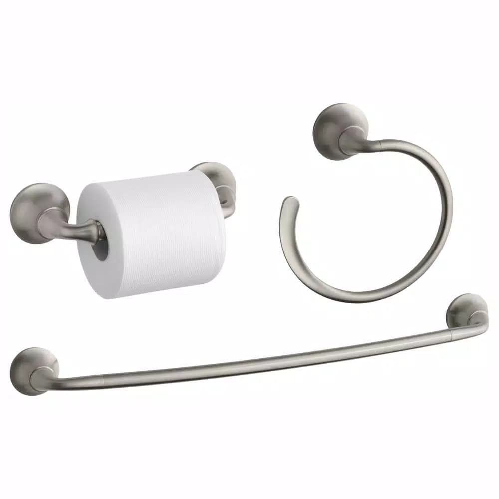 KOHLER Forte Sculpted 3-Piece Bath Hardware Set, Brushed Nickel