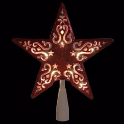Northlight 8.5 in. Red Glitter Star Christmas Tree Topper with Clear Lights thumbnail 2