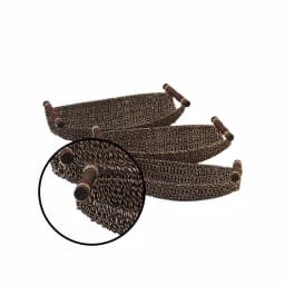 LITTON LANE Globe Trotter Set of 3 Seagrass Boat-Shaped Trays with Cherrywood Dowel Handles thumbnail 3
