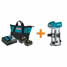 Makita 18V LXT Lithium-Ion 4.0 Ah Battery & Rapid Optimum Charger Starter Pack with Bonus Brushless Compact Router thumbnail 1