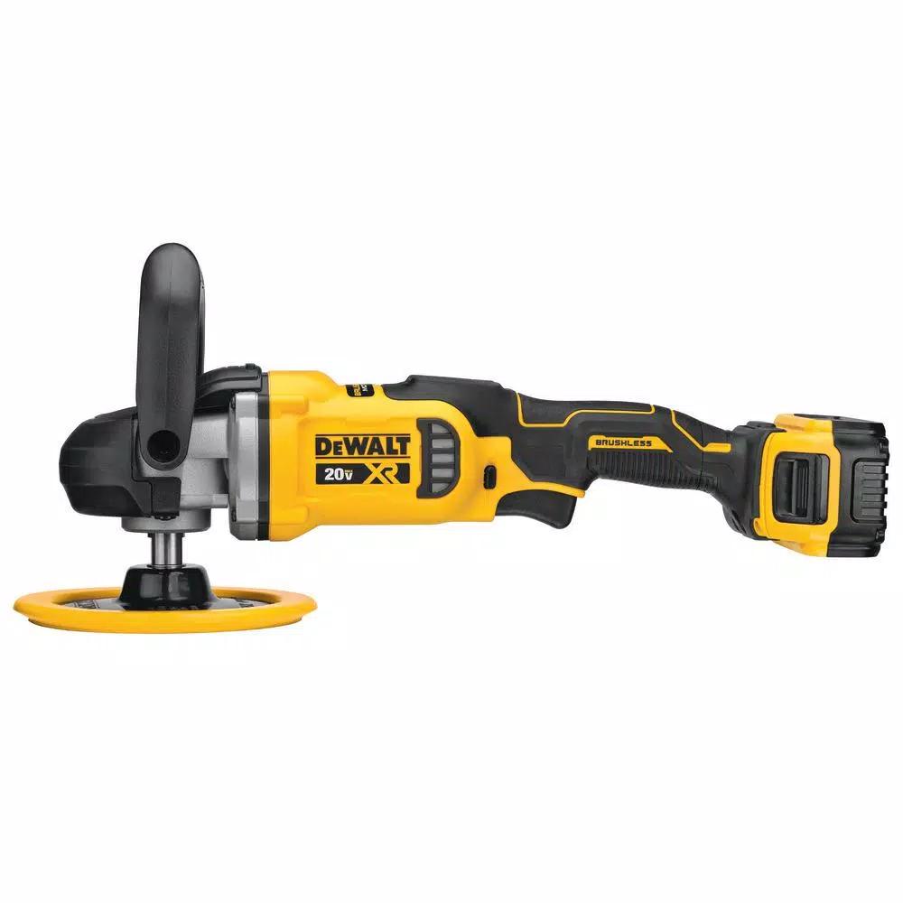 DEWALT 20V MAX XR Cordless Brushless 7 in. Variable Speed Rotary Polisher Kit with (2) 5.0 Ah Batteries & Charger