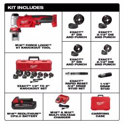 Milwaukee M18 FORCE LOGIC 6 Ton Cordless Knockout Tool Kit with 1/2 in. to 4 in. Die Set and 2.0 Ah Battery thumbnail 2