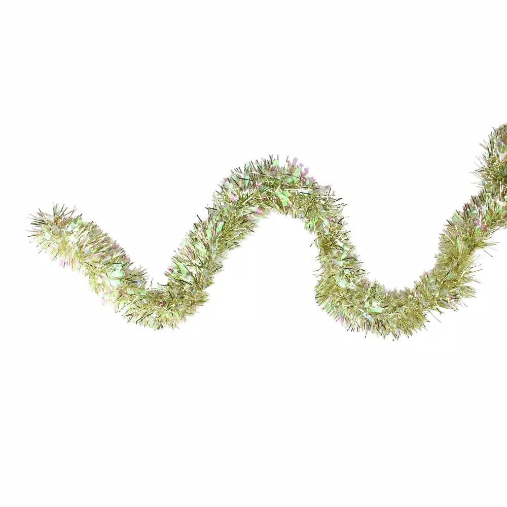 Northlight 12 ft. Iridescent and Gold Starburst Tinsel Christmas Garland, 8-Ply Unlit Artificial Decor
