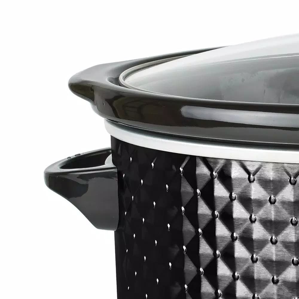 Brentwood Appliances 7 Qt. Black Slow Cooker with Removable Ceramic Pot and Tempered Glass Lid