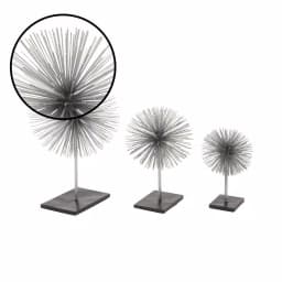 LITTON LANE Set of 3 Metal Starburst Sculptures with Stand - Silver and Black Iron Wire Decor thumbnail 4