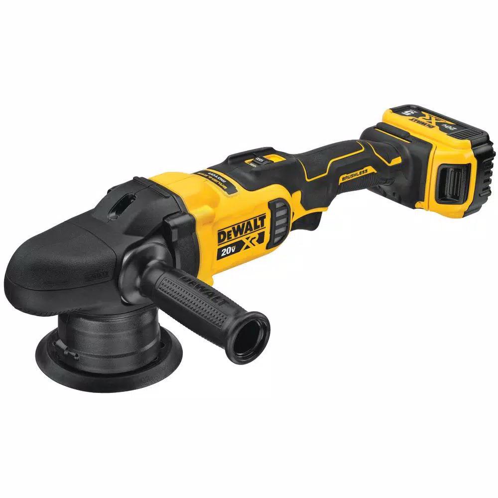 DEWALT 20V MAX XR Cordless Brushless 5 in. Variable Speed Random Orbit Polisher Kit with (2) 5.0 Ah Batteries & Charger