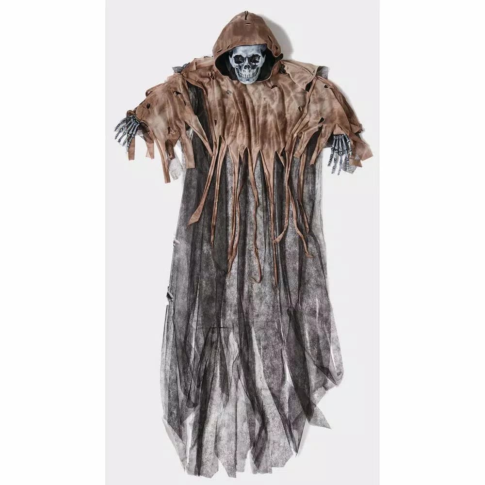 Unbranded 63 in. Hanging Brown Cloth Reaper Skeleton Halloween Decoration