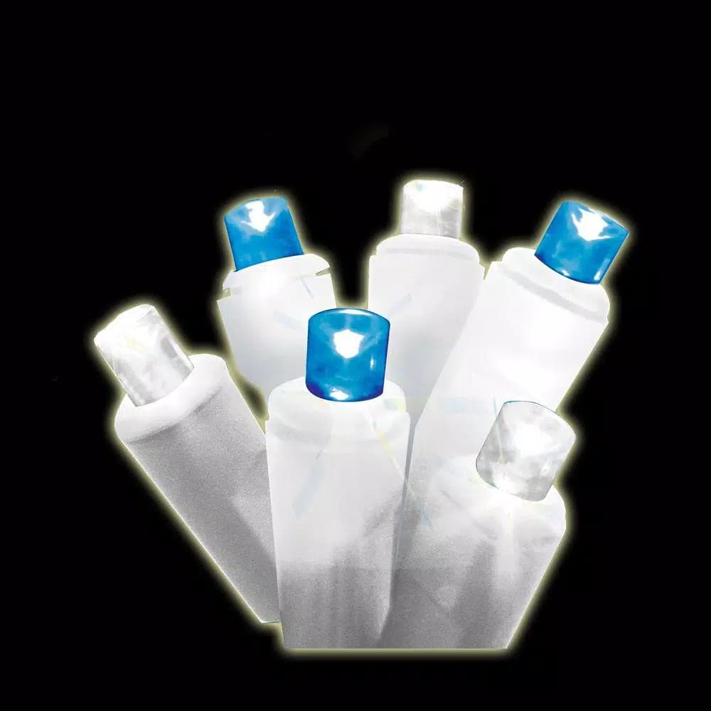 Brite Star 60-Light LED Blue and Pure White Twinkling Icicle Lights, White Wire