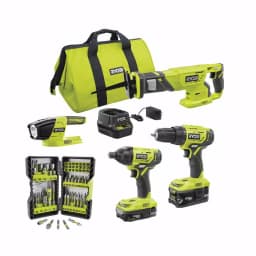 RYOBI 18V ONE+ Cordless 4-Tool Combo Kit with 70-Piece Bonus Impact Rated Driving Kit thumbnail 1