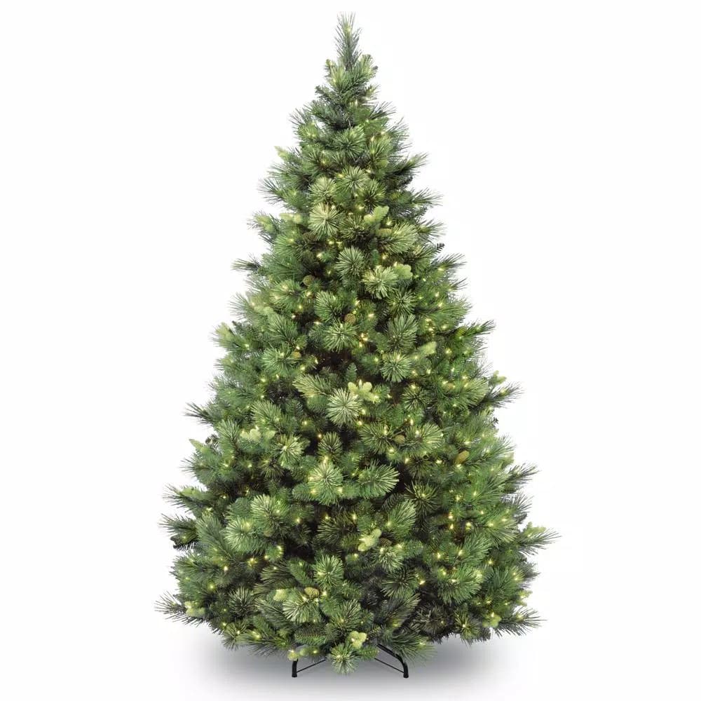 National Tree Company 7 ft. Carolina Pine Artificial Christmas Tree with 700 Clear Lights and Flocked Pine Cones