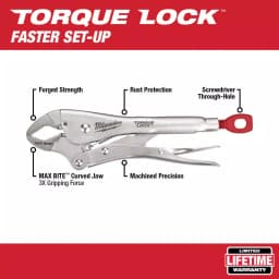 Milwaukee TORQUE LOCK Curved Jaw Locking Pliers Set with MAXBITE, 2-Piece (7 in. and 10 in.) thumbnail 3
