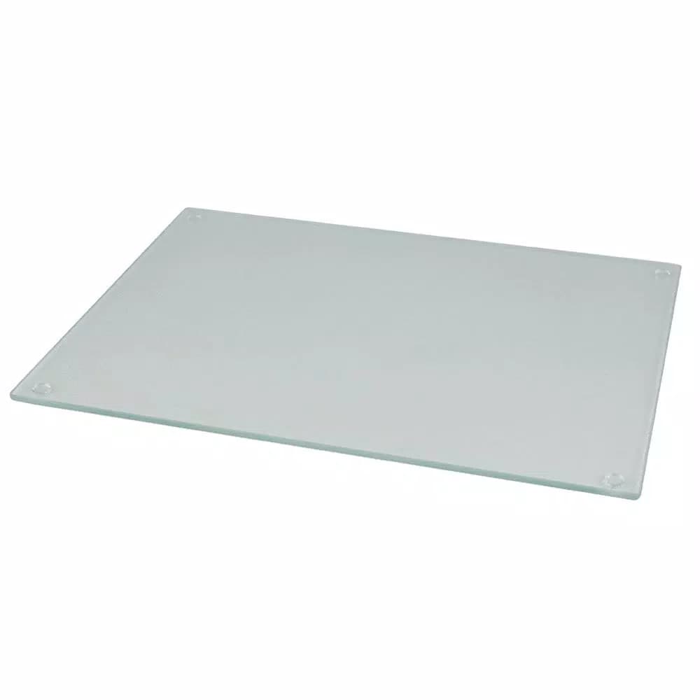 Home Basics Frosted Tempered Glass Cutting Board - Modern Rectangular Serving Platter