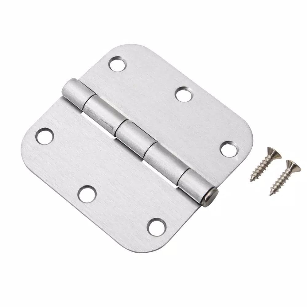 Hardware Essentials 3-1/2 in. Satin Chrome Residential Door Hinge, 5/8 in. Radius, Full Mortise (9-Pack)