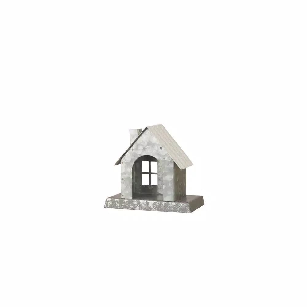 Glitzhome Galvanized Metal House Stocking Holder Set of 2 - Rustic Christmas Mantel Decor