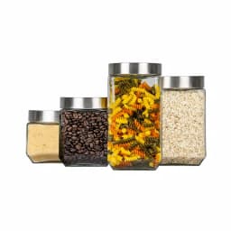 Unbranded 4-Piece Glass Canister Set with Brushed Stainless Steel Lids thumbnail 2