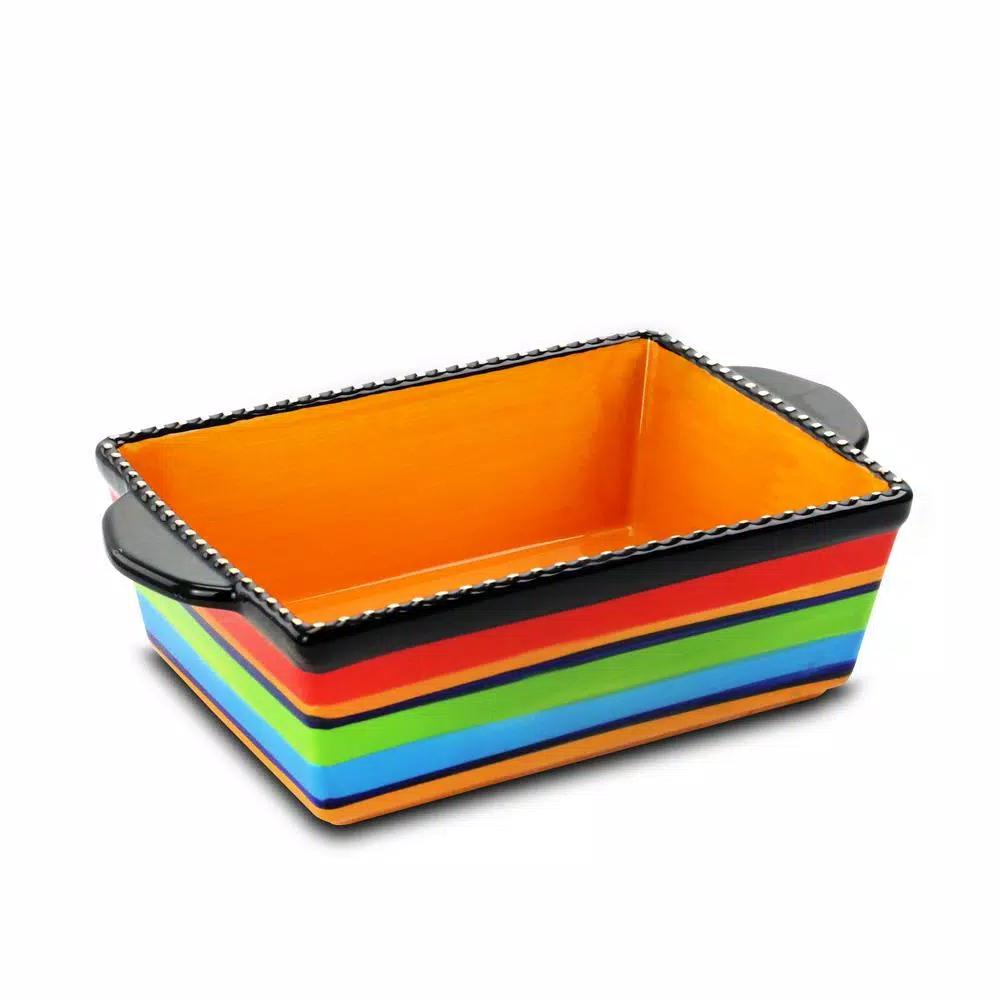 Gibson Pueblo Springs 3-Piece Stoneware Bakeware Set, Assorted Colors, Rectangular Ceramic Baking Dishes