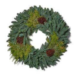 VAN ZYVERDEN 20 in. Live Fresh Cut Pacific Northwest Mixed Christmas Wreath with Pine Cones thumbnail 1
