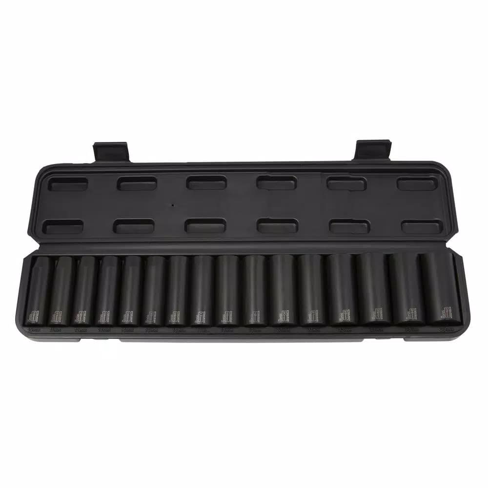 Steelman 16-Piece 1/2 in. Drive Metric 6-Point Deep Impact Socket Set