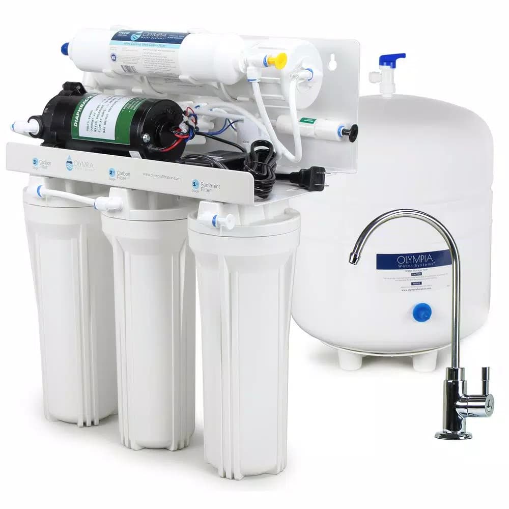 Olympia Water Systems 5-Stage Reverse Osmosis Water Filtration System with Electric Booster Pump