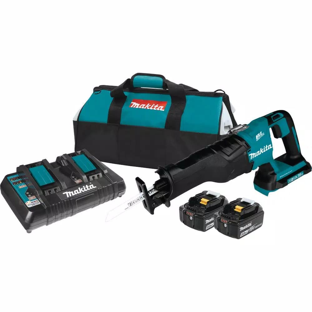 Makita 36V (18V X2) LXT Brushless Cordless Reciprocating Saw Kit with (2) 5.0Ah Batteries and Charger
