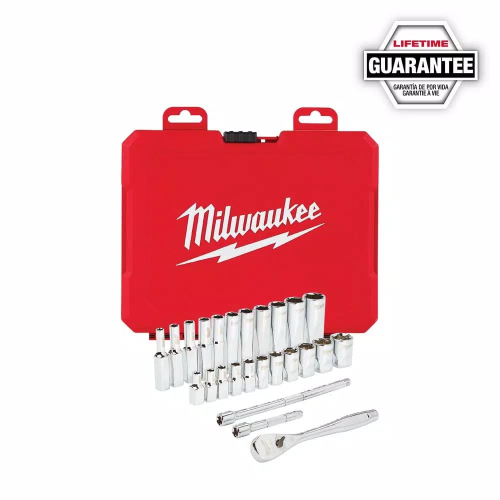 Milwaukee 26-Piece 1/4 in. Drive SAE Ratchet and Socket Set