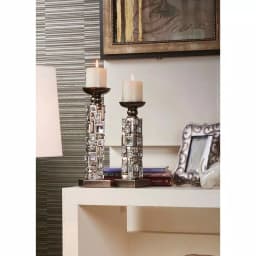 Unbranded Sierra Mirrored Abstract Candle Holder Set, 12 in. & 14 in., Bronze Gold Finish thumbnail 1