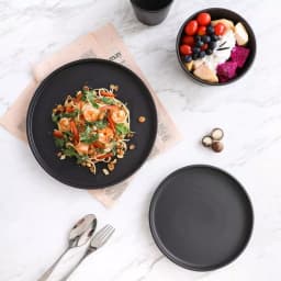 Stone Lain 16-Piece Modern Black Matte Stoneware Dinnerware Set for 4 thumbnail 7