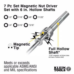 Klein Tools 7-Piece Magnetic Nut Driver Set with 6 in. Hollow Shafts and Cushion-Grip Handles thumbnail 3