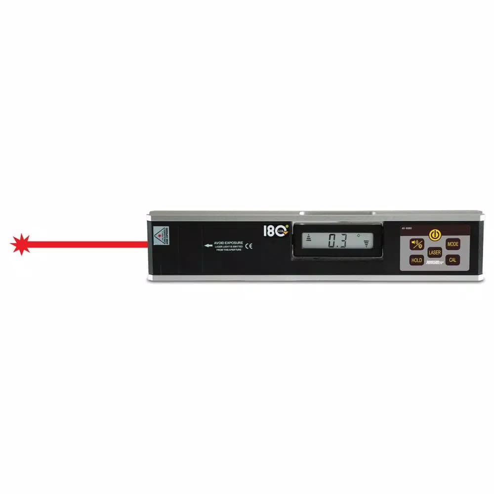Johnson Electronic Digital Inclinometer Level with 180° Rotating LCD Display and Laser Beam