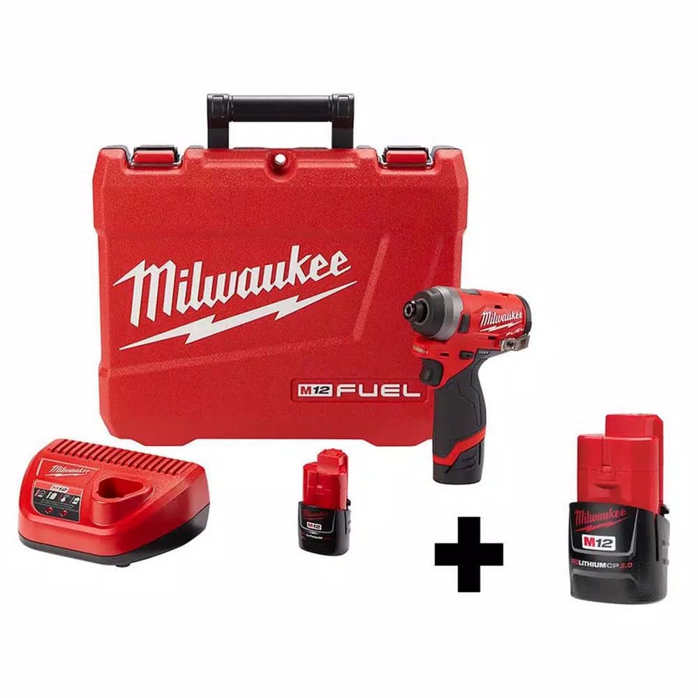 Milwaukee M12 FUEL 12V Brushless 1/4 in. Hex Impact Driver Kit with 2.0Ah Battery