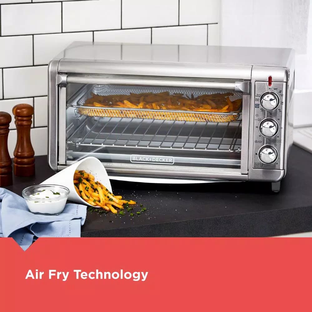 BLACK+DECKER 1500W Extra Wide Crisp 'N Bake Air Fry Toaster Oven, 8-Slice, Stainless Steel