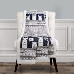 Lush Decor Llama Stripe Navy Sherpa Throw Blanket for Kids thumbnail 1