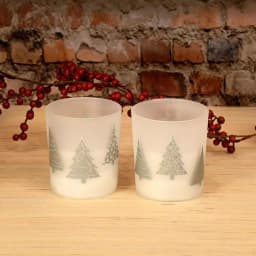 LUMABASE Christmas Trees Silver LED Battery Operated Glass Candles, Set of 2 thumbnail 2