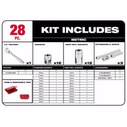 Milwaukee 28-Piece 1/4 in. Drive Metric Ratchet and Socket Set thumbnail 2