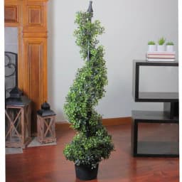 Northlight 46.5 in. Artificial 2-Tone Boxwood Spiral Topiary Tree in Weighted Pot thumbnail 2