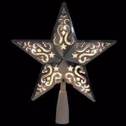 Northlight 8.5 in. Silver Star Cut-Out Design Christmas Tree Topper with Clear Lights thumbnail 2